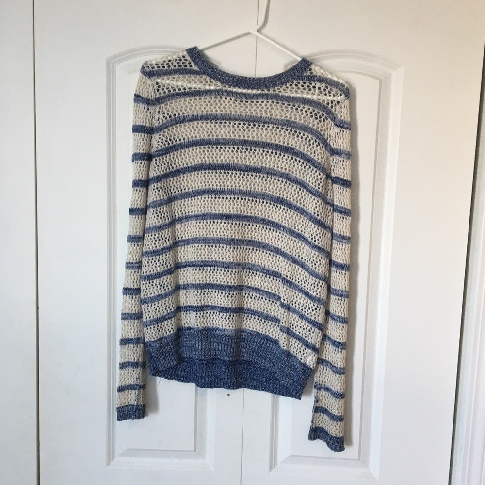 Xhiliration•blue + white stripe knit sweater